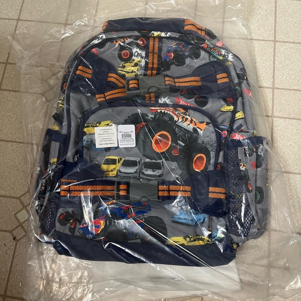 Pottery Barn Kids Monster Truck Backpack - Gray and Orange